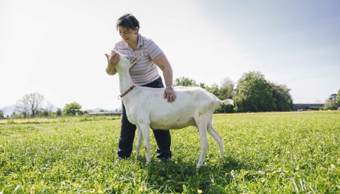 Schaf Und Ziegenlandwirt Im Möckle_Manuela Winsauer Mit Ziege_Foto Manuelpaul