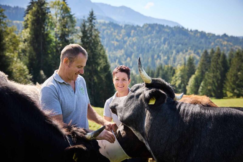 Dorner Hof- Markus Und Tanja Mit Rindern Am Feld - Foto Pallinger